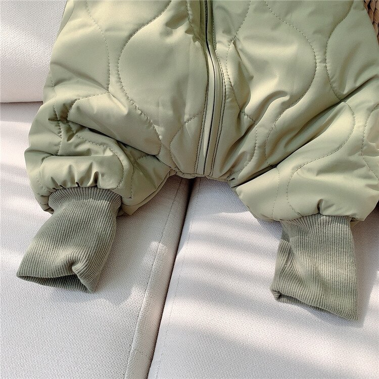 Winter Baby Jungen Und Mädchen Warme Stepp Nettes Bär Langarm Kleinkind freundlicher Dicke Reißverschluss Mit Kapuze Overall Kleidung 0-24M