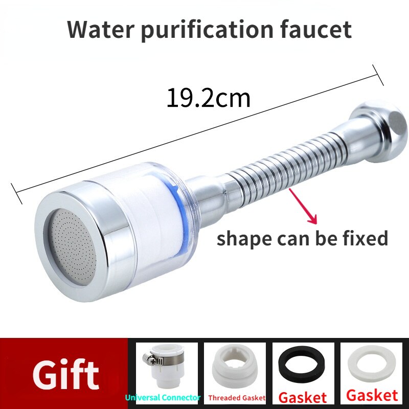 360 ° Rotatie Keukenkraan Badkamer Kraan Beluchter Waterbesparing Hoge Druk Nozzle Tap Adapter Badkamer Sink Spray Douche: 19.2cm filter faucet