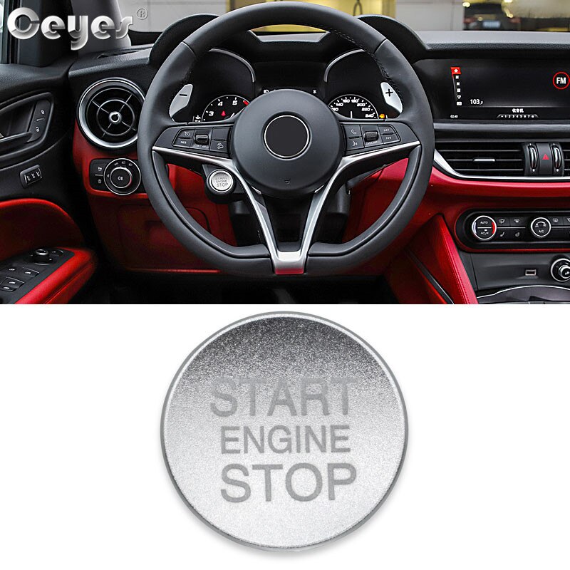 Ceyes Auto Interieur Accessoires Sticker Styling Ontsteking Start Motor Stop Knop Ring Fit Voor Alfa Romeo Stelvio 159 Mito Giulia: Start Cover Silver