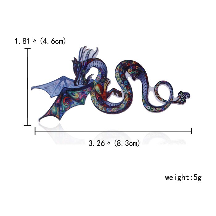 Acrylic Printing Brooch Owl Lizard Gecko Seahorse Dragon Brooches Cute Brooch Animal Jewelry For Women Best Special: 5