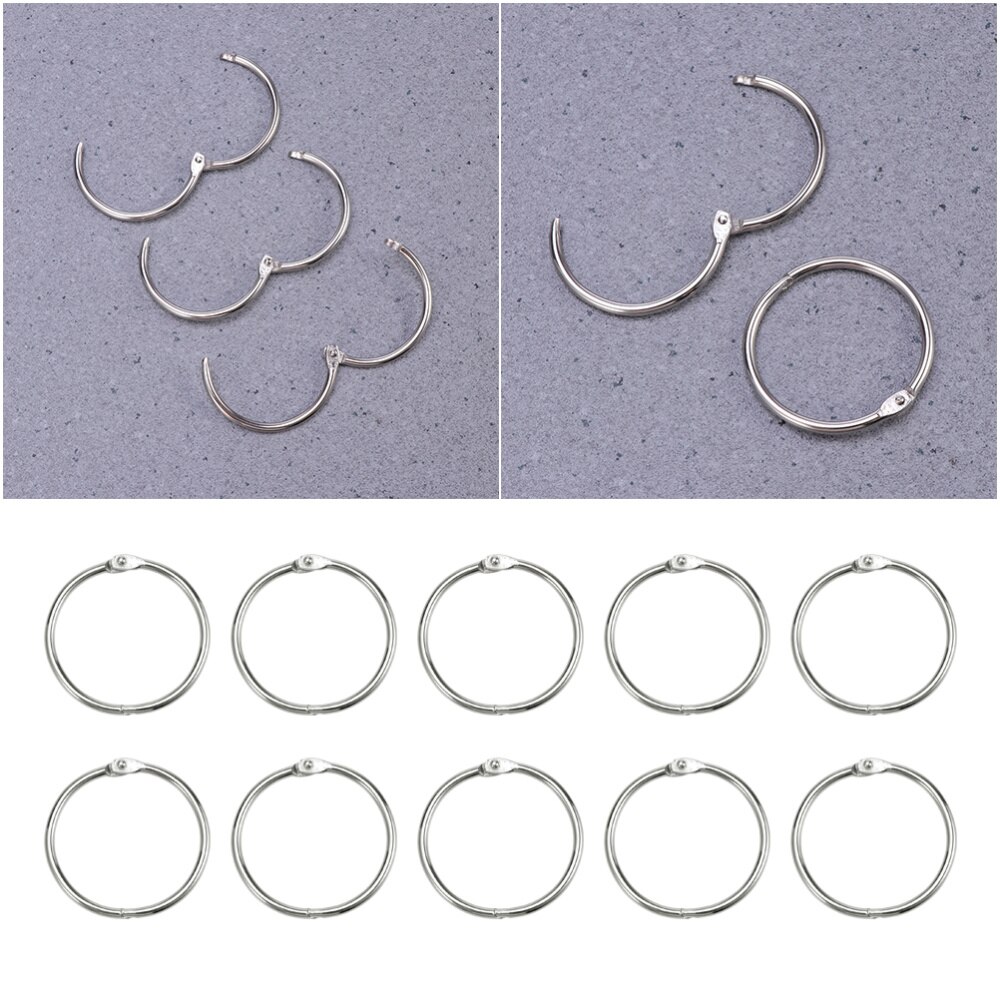 50pcs Loose Leaf Binder Rings Metal Scrapbooking Book Ring Keychain Clip Holder for Photo Paper Organization(Inner Diameter:25mm