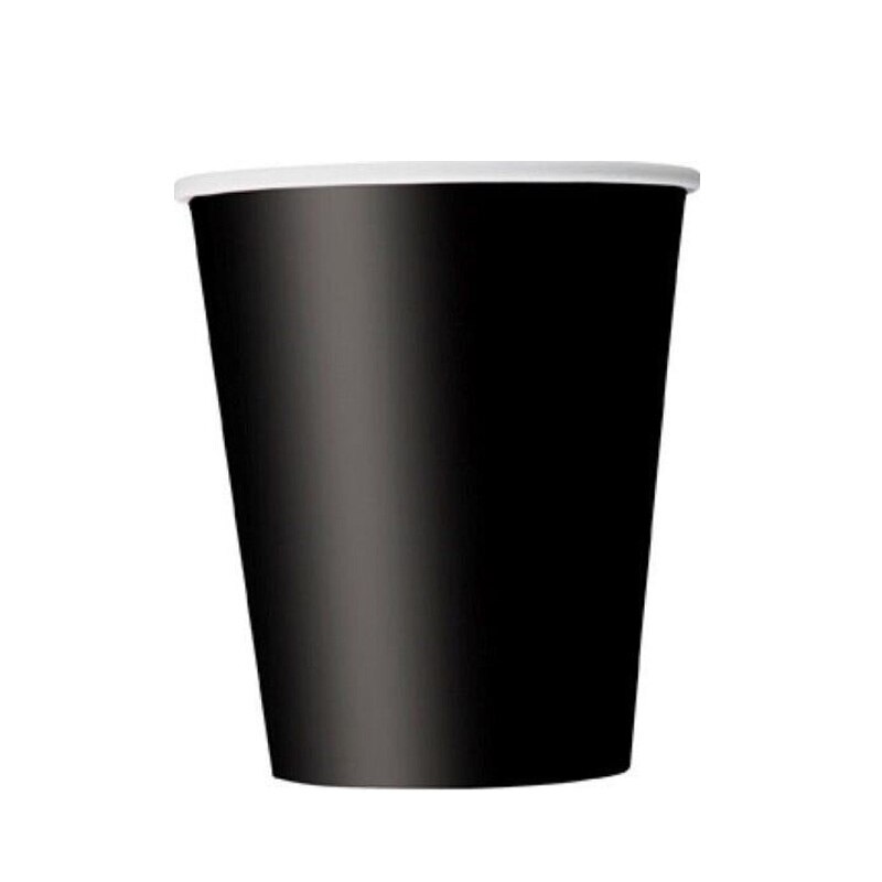 20 stk merke papirkopper 9oz ensfargede papirkopper bursdagsfest servise catering engangs tykk farget: Svart