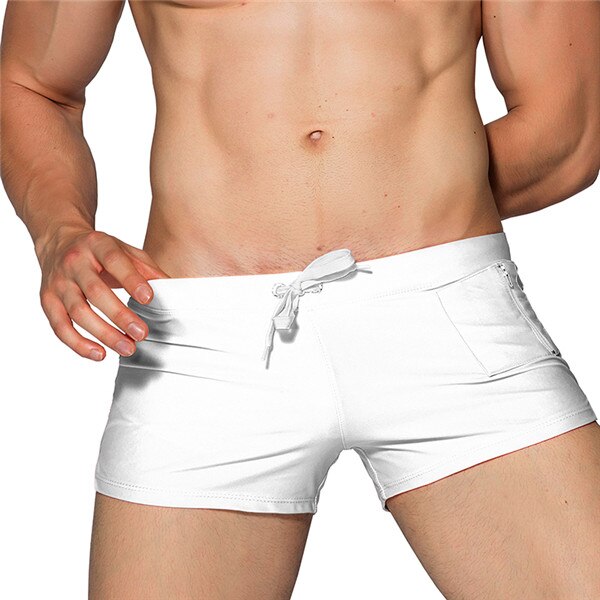 Estate Marca Uomo Costumi da bagno Costumi da bagno da uomo Tavola da surf Abbigliamento da spiaggia Slip da uomo Costume da bagno Boxer Pantaloncini Costumi da bagno Custodia gay: L / WHITE