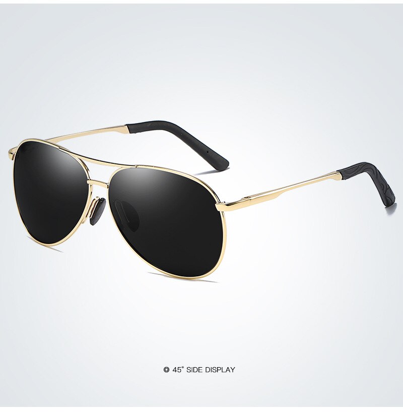 Sunglasses Fishing Driving Sunglasses Brand Men UV400 Polarized Square Metal Frame Male Sun Glasses: gold gray