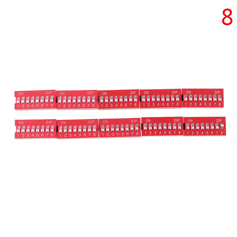 10pcs/lot Slide Type Switch Module 1 2 3 4 5 6 8 9 10 PIN 2.54mm Position Way Pitch Toggle Switch Red Snap Switch Dial Switch: 8