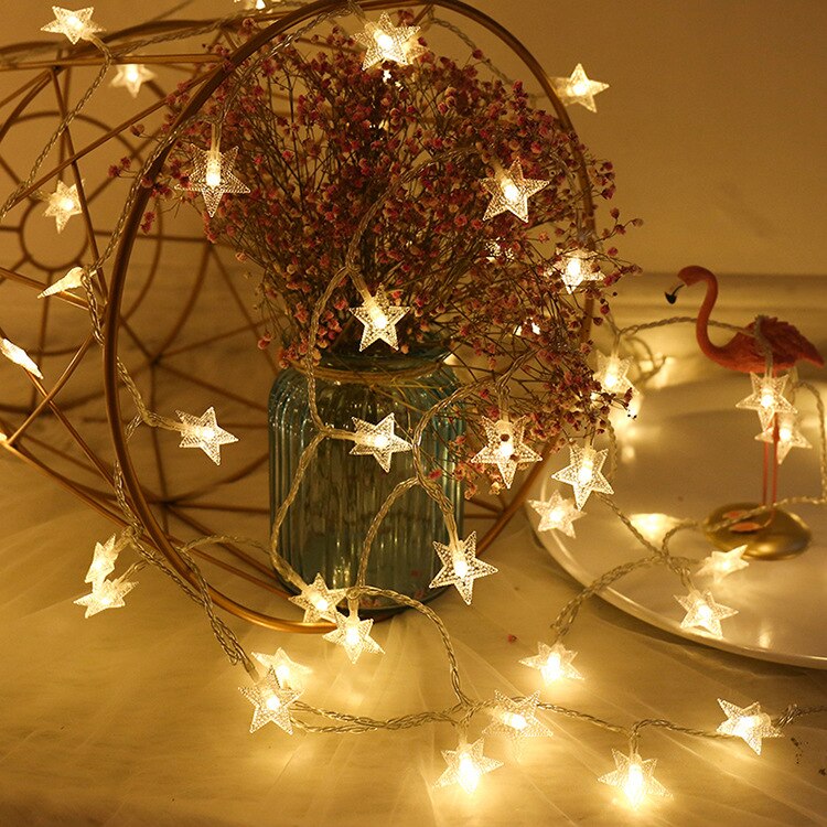 Kerst Decoratie 3M Led Ster Licht Strings Fairy Lights Twinkle Slingers Batterij Aangedreven Navidad Kerst: star warm / 1.5m 10led