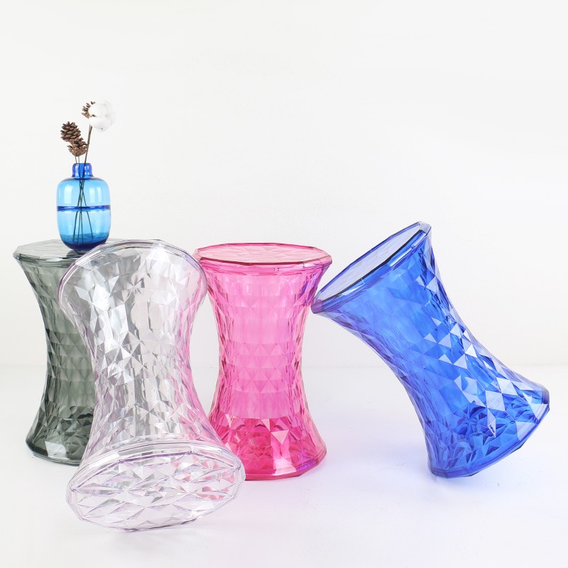 Crystal Transparent Stool For Living Room Can Storage Sundries Shoe Bench Stools Coffee Bar Office Stools Bathroom Round Stool