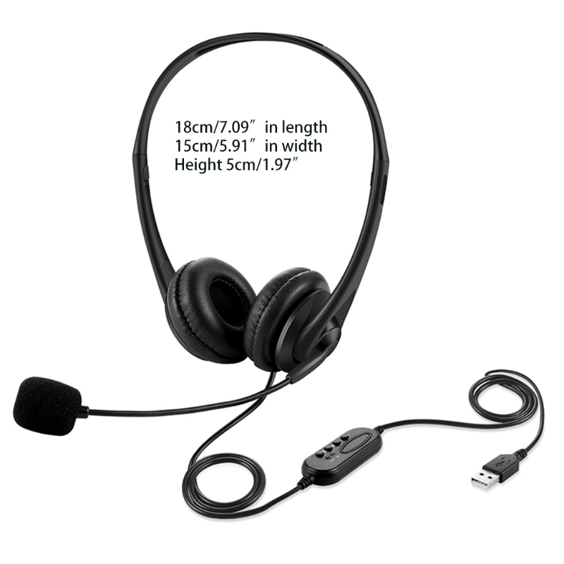 USB Headset with Microphone Computer Headphone Lightweight Calling Center Wired Headset for PC/Laptop/Computer T21A