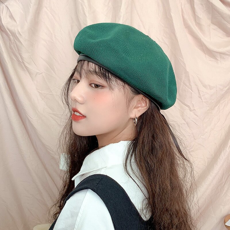 Lato moda beret kapelusz kobiety płaskie czapki kapelusze dama dziewczyna berety kapelusz kości kobieta Franch styl 90 s dziewczyny czapka malarza