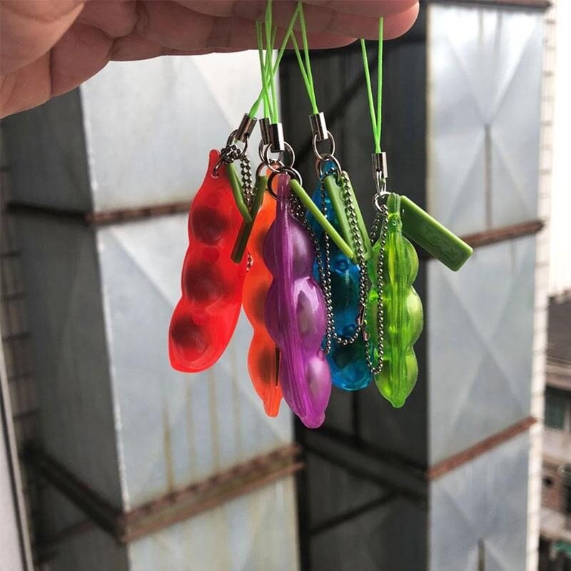 Linzen-erwtenkleur fidget toy antistress knijp edamame stressverlichtend speelgoed sleutelhanger openrits bonen emotie fidget sleutelhanger