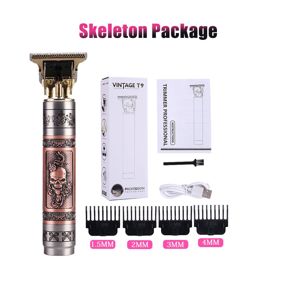Chargeable Electric Clipper Cutter Hair Mower Trimmer Beard Shaver Portable Haircut Machine Hairstyle Cutting Men: Skeleton