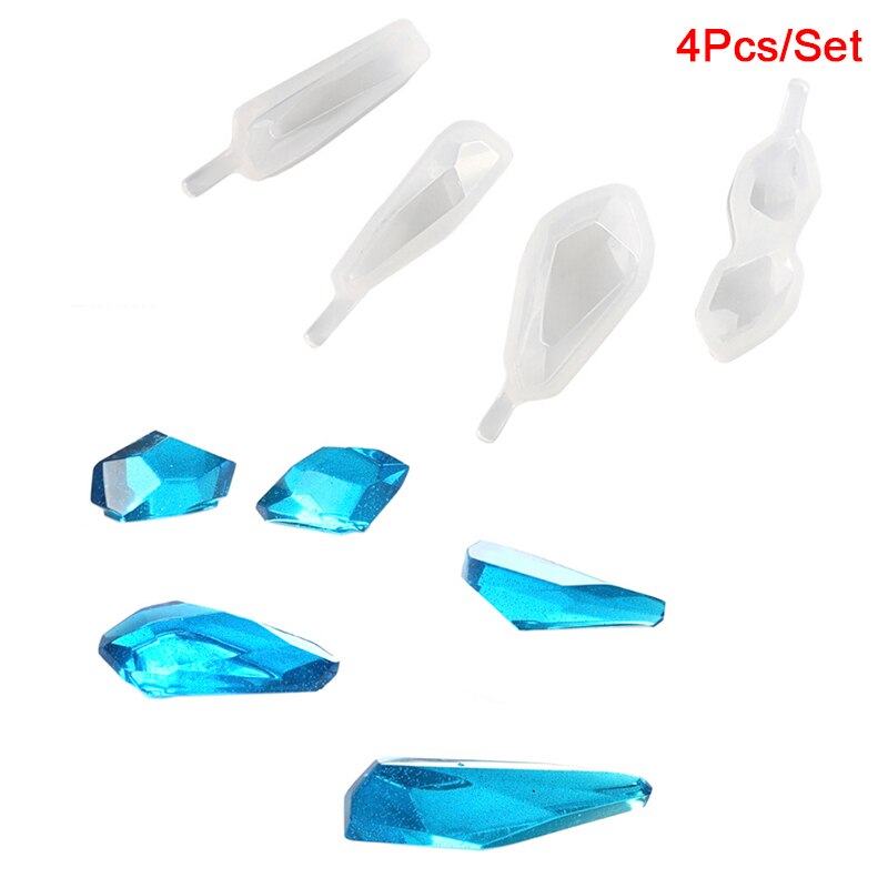 4pcs/set Puzzle Piece Gemstone Crystal Epoxy Resin Mold DIY Jewelry Pendant Making Tools Epoxy Clear Silicone Mould: 3