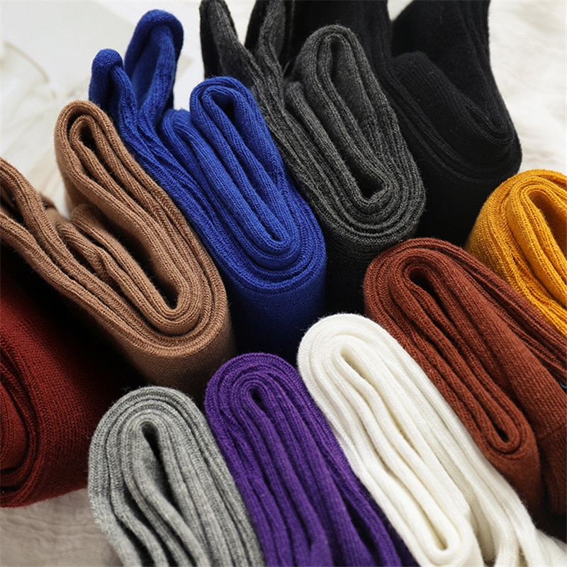CHAOZHU Solid Colors Women Lady Daily Loose Socks Socky-Wockies Japanese Girls Long Crew Rib Cotton Causal Sock