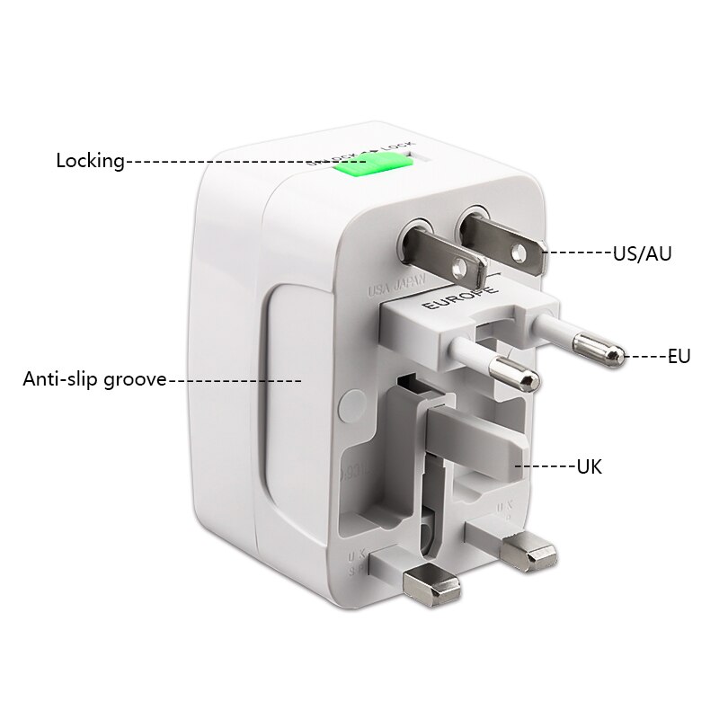Multi-Function UniversalTravel Adapter Worldwide Power Plug Wall AC Charger,Ports US EU UK AUS,100-240v Portable Conversion Plug