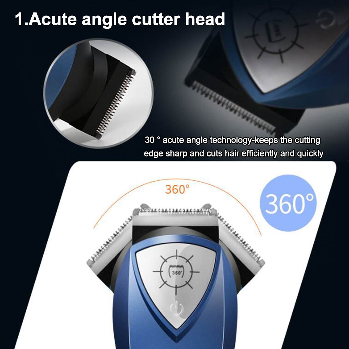 360 ° rotation USB Men's Electric Hair Clipper Rechargeable Lithium Battery Detachable Hair Cut Clipper Machine