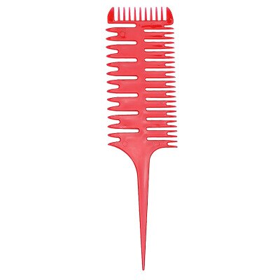 3-way Sectioning Weaving Highlighting Foiling Hair Comb Hair Dye Styling Tool Salon Hair Dyeing Comb Tool: Red