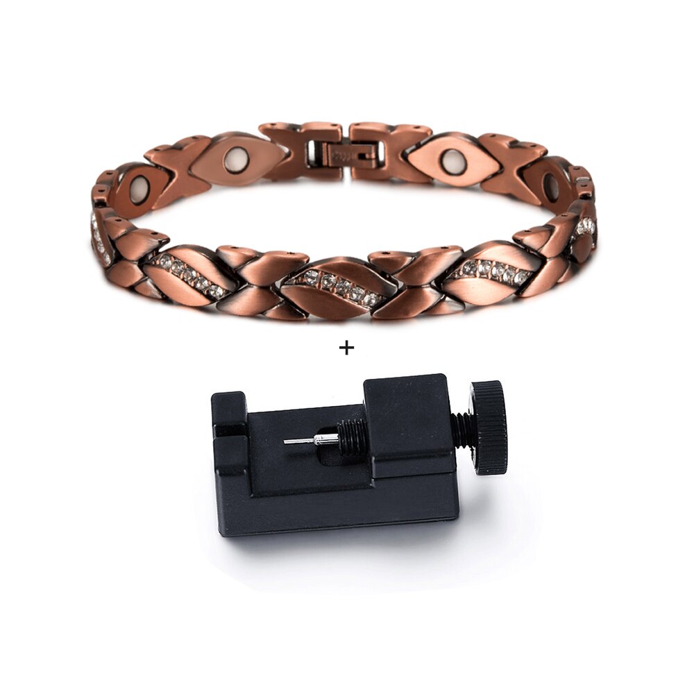 Magnetic Pure Copper Bracelets for Women Cubic Zirconia Chain Link Copper Magnetic Bracelet Arthritis Health Energy Arthritis: fish