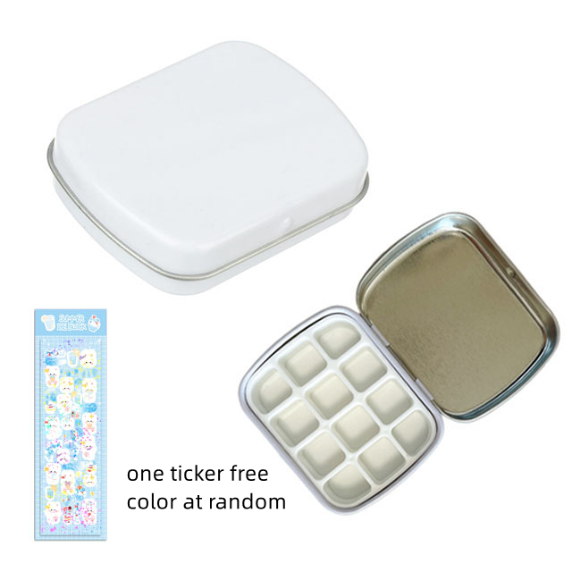 Lege 12 Raster Mini Aquarel Blikken Doos Draagbare Aquarel Verfpalet Reizen Schilderij Verfbak Kunstbenodigdheden: WHITE