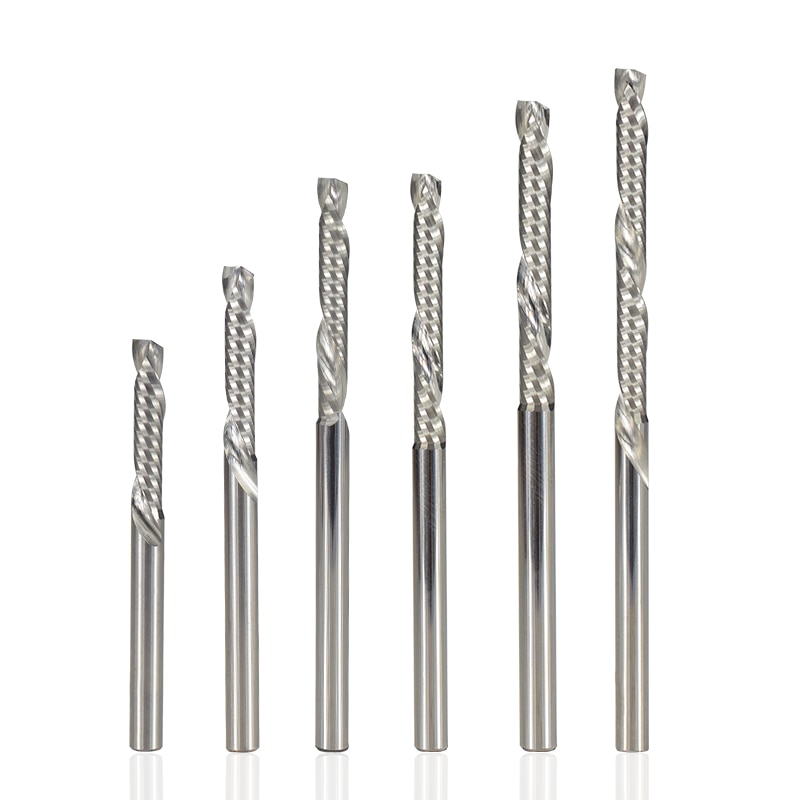 Xcan enkelt fløyte opp ned kutter 3.175mm skaft cnc ruter bit spiral slutt mølle karbid fresing kutter