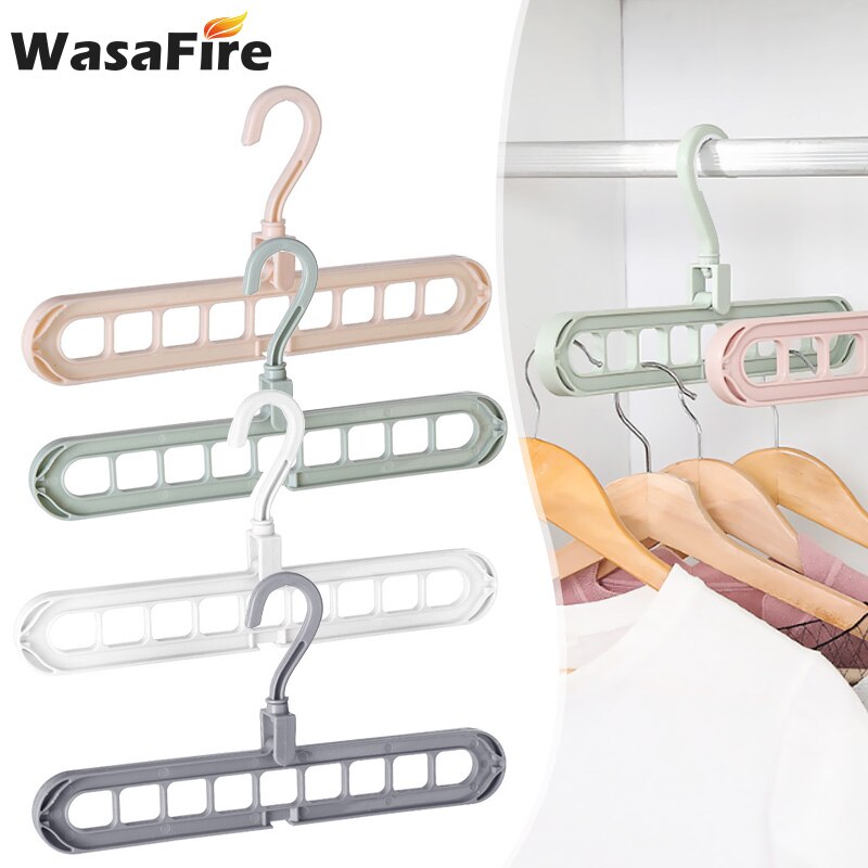 Cintre pliant en plastique à 9 trous, organisateur de vêtements, gain de place, cintre multifonction, supports de séchage pour écharpe de vêtements