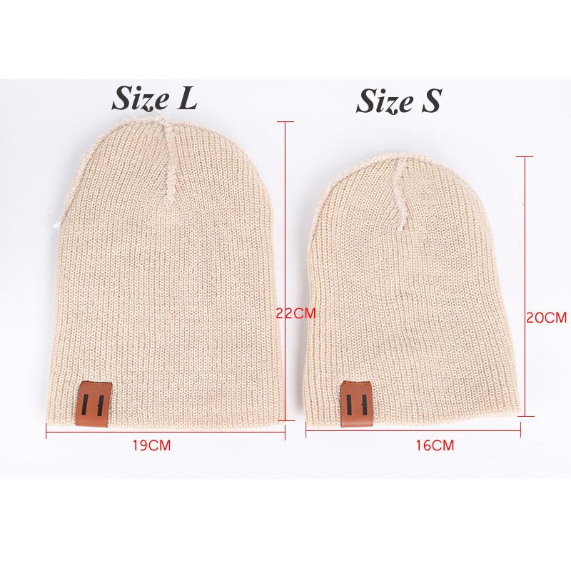 2PCS/LOT Mom Baby Hat for Boy Girl Knit Hat 8 Colors Solid Color Kids Beanie Cap for Adult Children Family Matching Caps