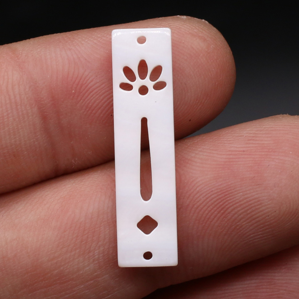 Natuurlijke Witte Schelp Hanger Rechthoek Parelmoer Twee-Gat Connector Voor Sieraden Maken Diy Oorbel Ketting Accessoires
