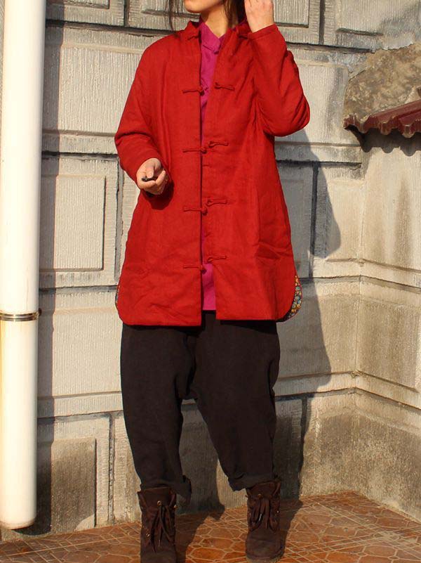 Traditional Chinese Winter Jacket Original Spring Autumn Coat Women Thin Quilted Coat Jaqueta Feminina Abrigos Mujer 4Colors: Red