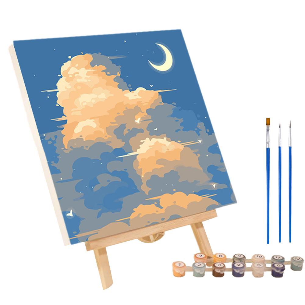 Frame Painting By Numbers Kits Abstract Sunset Landscape Modern Drawing Coloring By Numbers Acrylic Paint For Home Decor: DARK GRAY