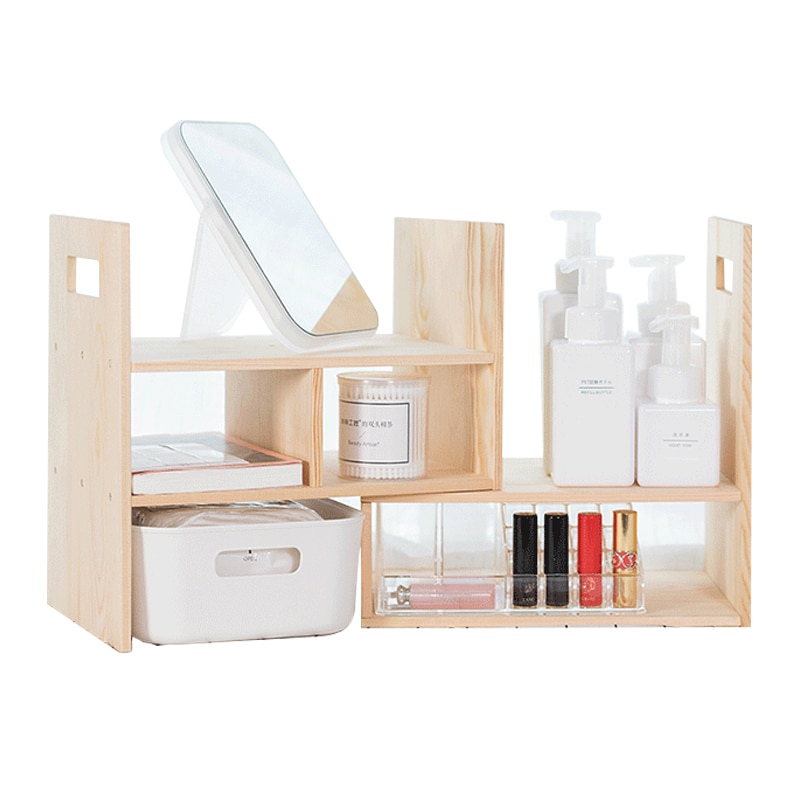 Large DIY Wooden Book Shelves Desk Organizer Office School Desk Accessories Organizer Tray Book Holder Storage Tray Makeup