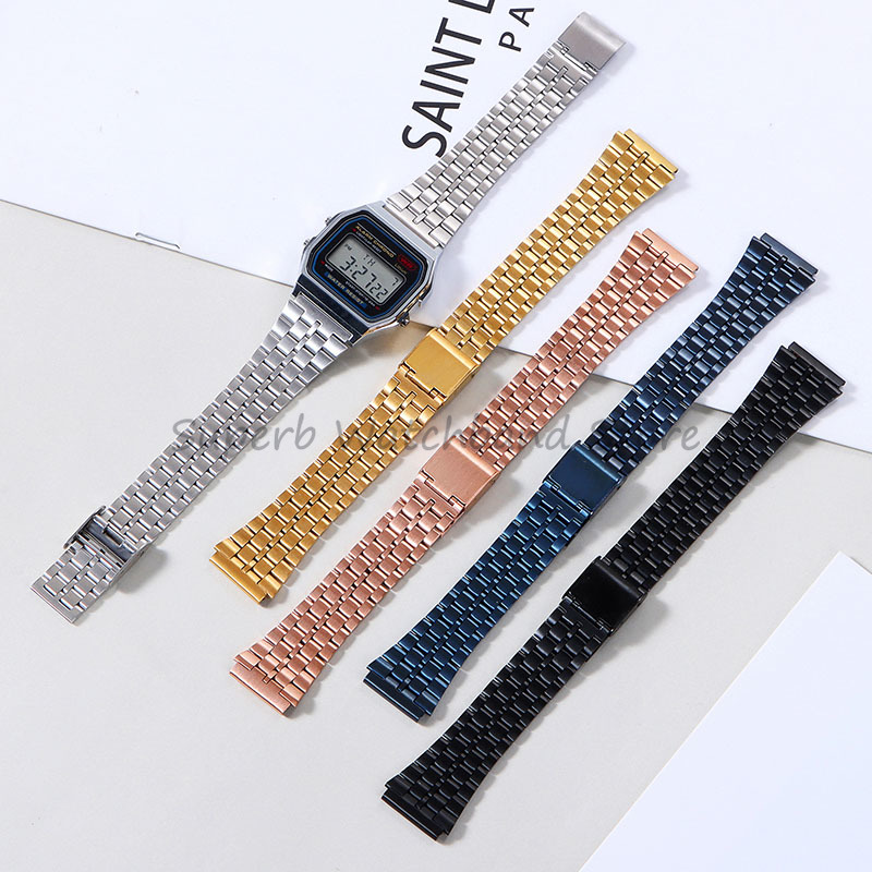 Horlogeband voor Casio F91W F84 F105 F108 A158 A168 AE1200 AE1300 18mm Metalen Armband Mannen Horloge Accessoires Vervanging