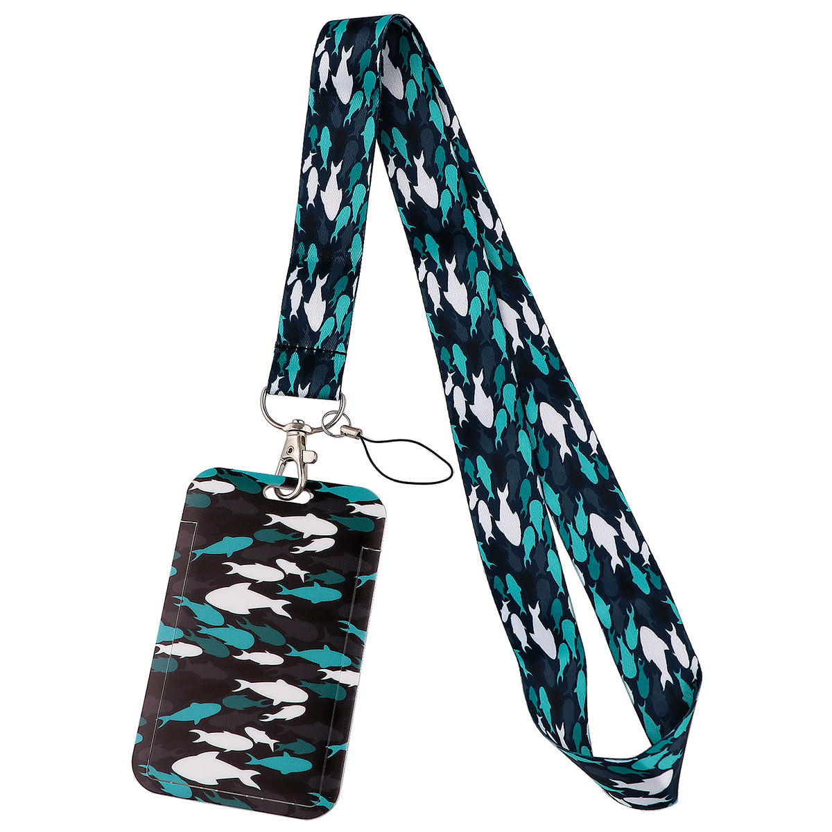 YQ973 Whales Key Lanyard Phone Strap Keychain Lariat Phone Rope Shark Animals Key Cord ID Credit Card Badge Holder: Dark Grey