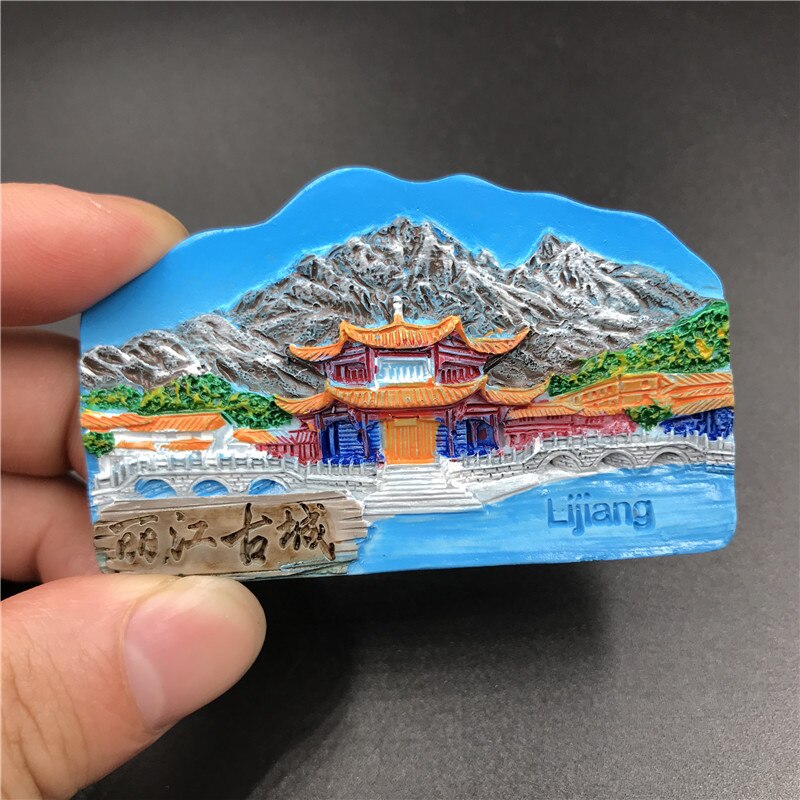 China Lijiang Ancient City Scenic Tourism Souvenir Resin Fridge Magnet Relief Magnetic: D