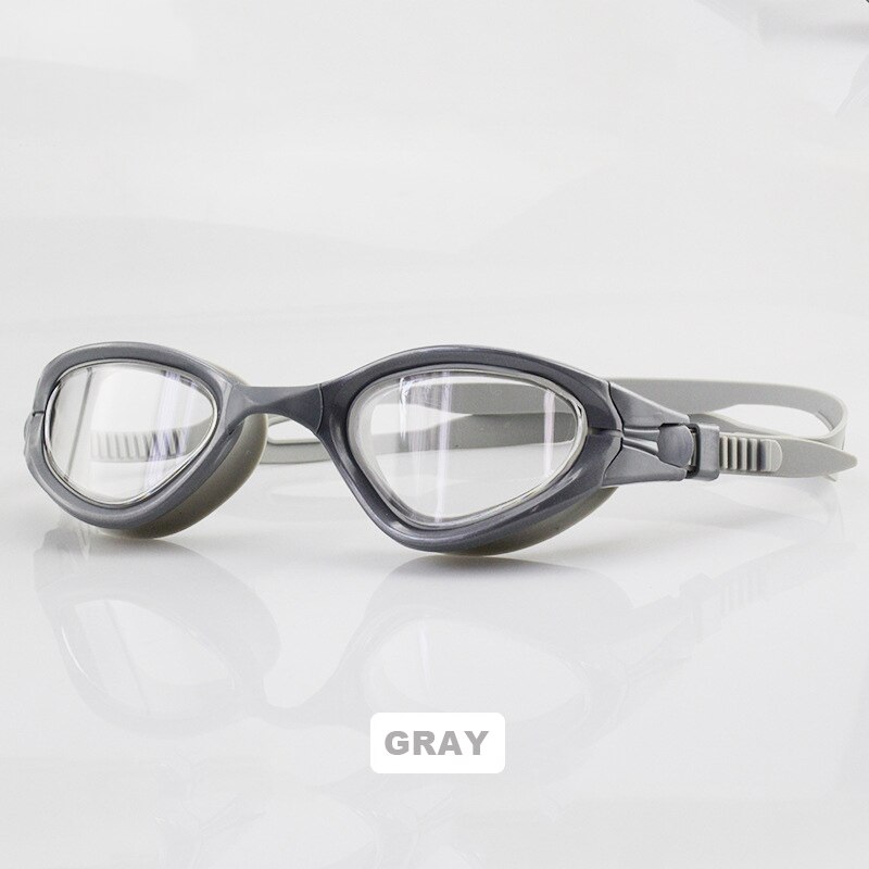 Adult Waterproof Anti-fog Silica gel Swimming Goggles Large Frame Men Women Swim Glasses 3 Nose Bridge Swimming Oculos: Gray