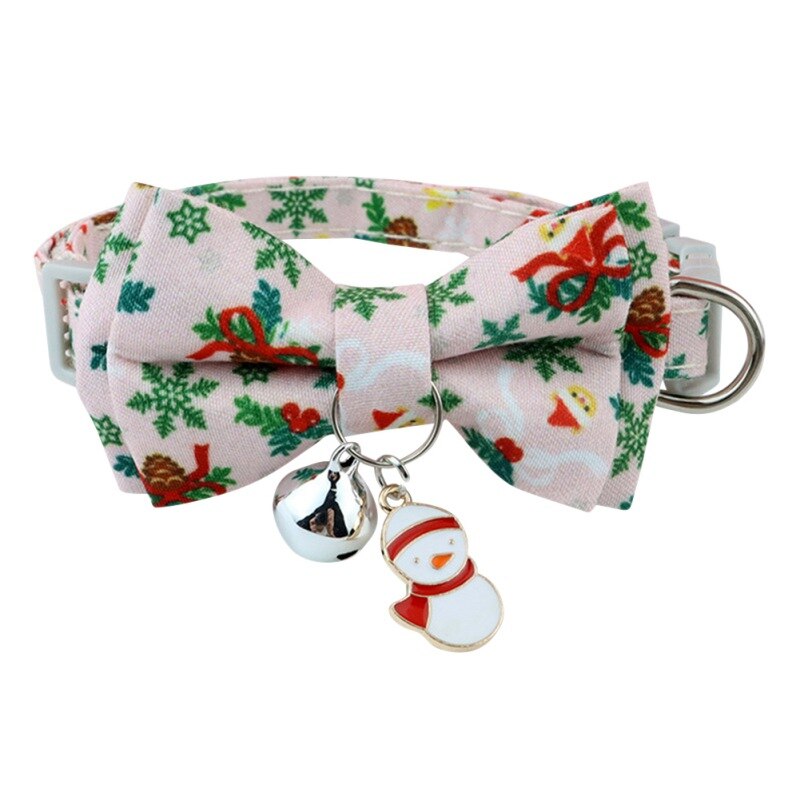 Jul hund katthalsband justerbara halsband utbrytning med bell rosett knut valp kattunge bowtie hund klär ut: Sid