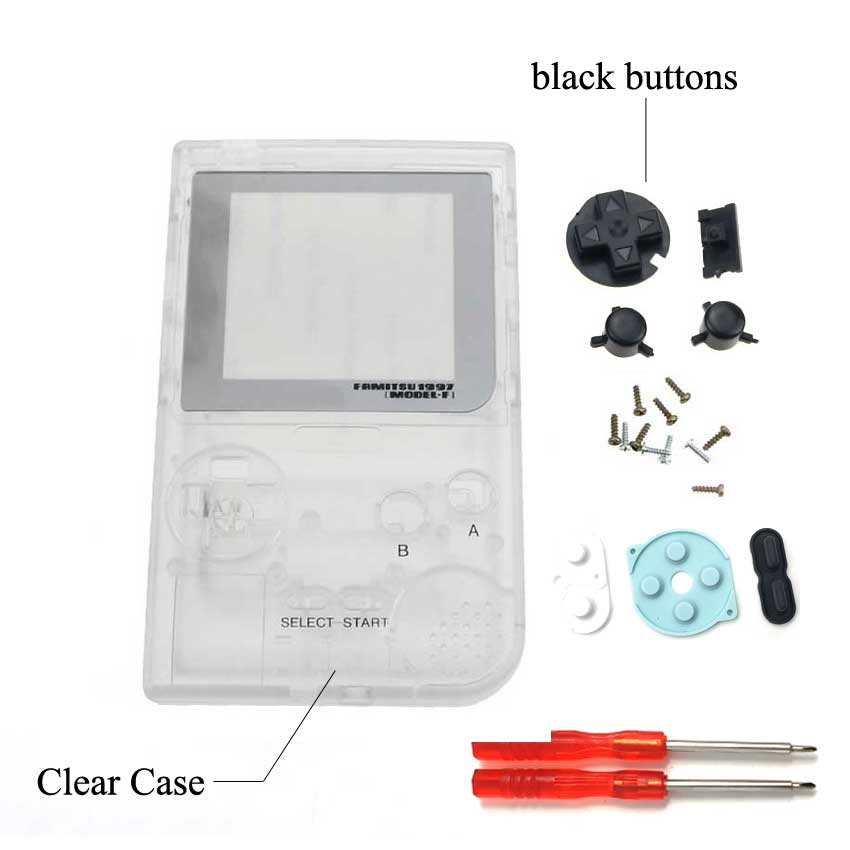 1PCS di Plastica Pieno di Caso Della Copertura Dell'alloggiamento per Gameboy Pocket Console di Gioco per GBP Borsette Caso W/Bottoni Kit pad in gomma A Vite Driver: K Clear