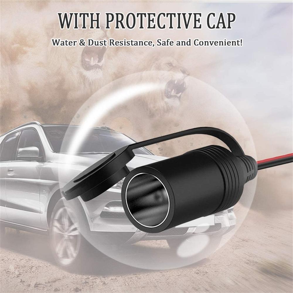 10ft/3m 12v 24v alligator batteriklämma till cigarettändare hona/hane-uttag förlängningssladd för bilväxelriktare