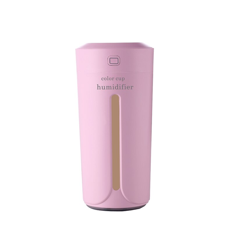 Ambientador de coche con USB, Humidificador ultrasónico de Color para el hogar, humidificador para el coche, purificador, atomizador, lámpara LED, difusor de aromaterapia: Pink