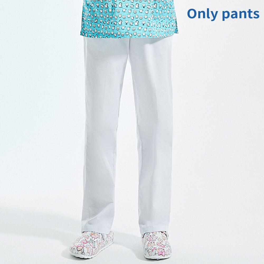 Col en v respirant scrubs vêtements de travail dessin animé impression scrubs hauts/chemises uniforme animal de compagnie toilettage travail vêtements ensemble hommes et femmes: pants / M
