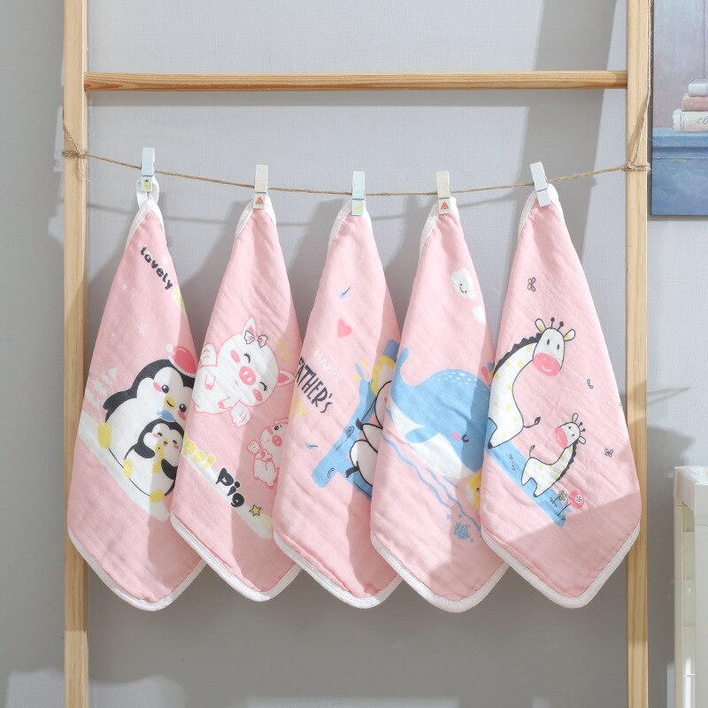 5 st/lot 100%  fyrkantig bomullshandduk muslin babyprylar för nyfödda gasväv babyservetter tvätta trasor babyhandduk och tvättlappar: 12