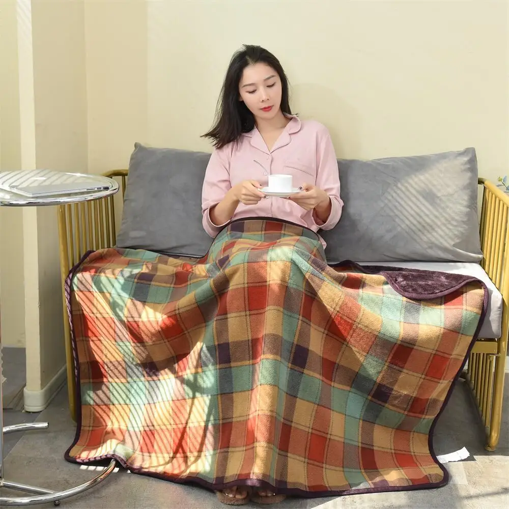 Draagbare Flanel Warme Deken Pluche Sjaal Plaid op De Bank Winter Kantoor Reizen Verdikte Lui Casual Dutje Deken Cover Dames
