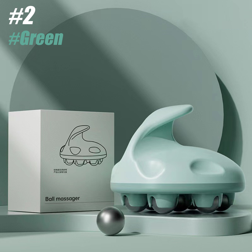 Massaggiatore a rullo manuale per massaggio anticellulite, sfera per massaggio dei tessuti profondi per schiena, collo, piedi, spalle, con 7 rulli metallici a 360 gradi: bianca