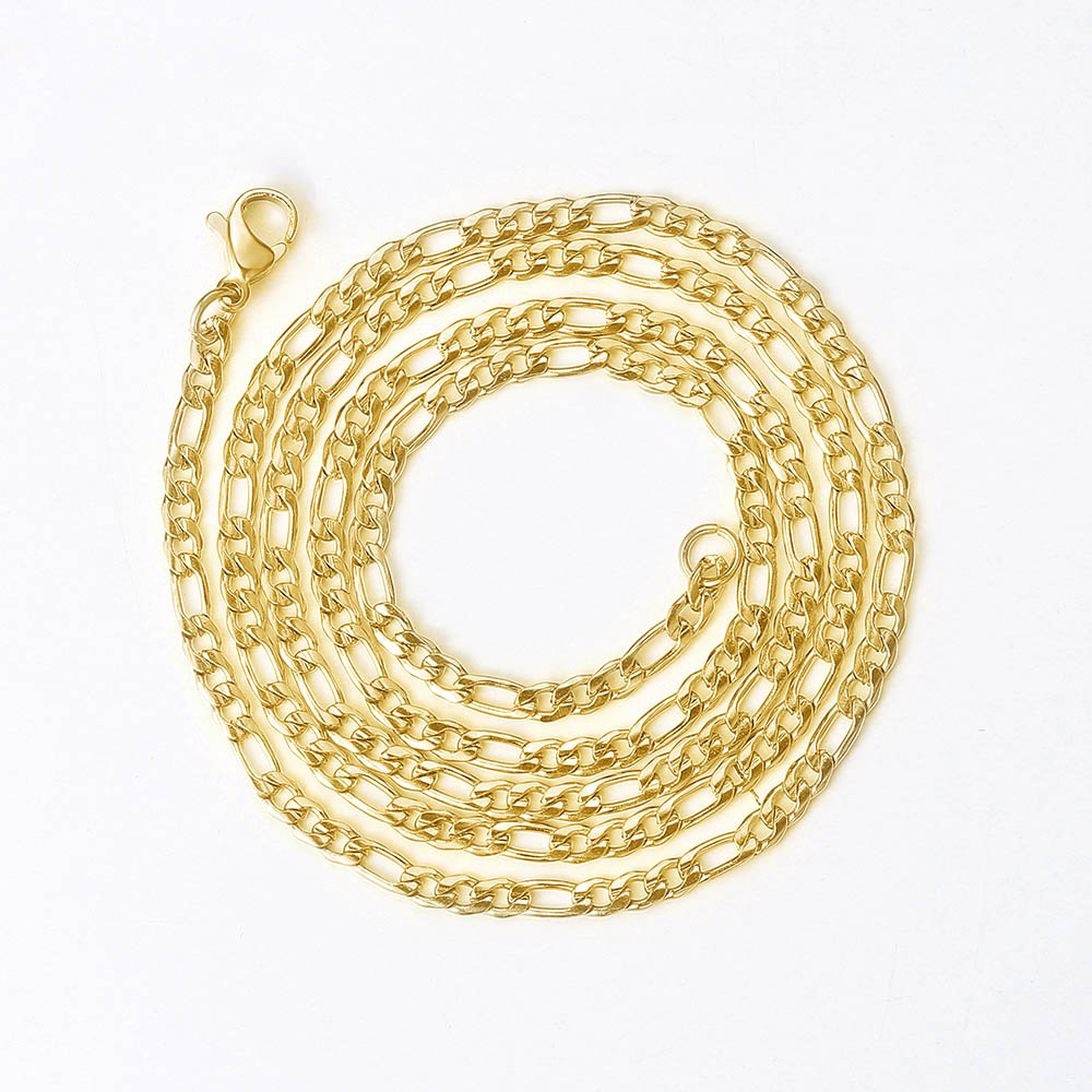 Rapper's Hip Hop 3MM Figaro Chain Necklaces For Men Women Simple Stainless Steel Chains Choker Minimalist Necklace Jewelry C025: 45cm / Blue Zinc