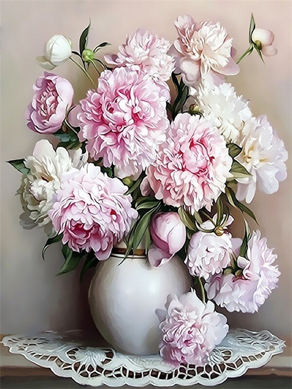 AZQSD 40x50cm Oil Painting By Numbers Flowers Pictures Paint By Number Canvas Vase Kits Painting For Living Room Home Decor