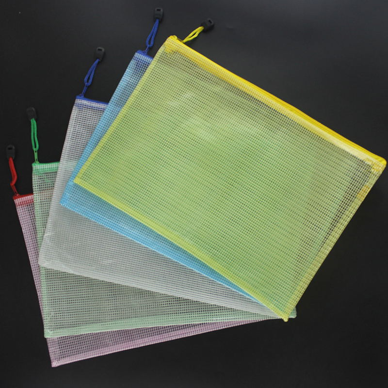A3/A4/A5/A6 Gridding Waterproof Zip Document Bag High Capacity Transparent Zipper Pencil Case Stationery School Office Supplies