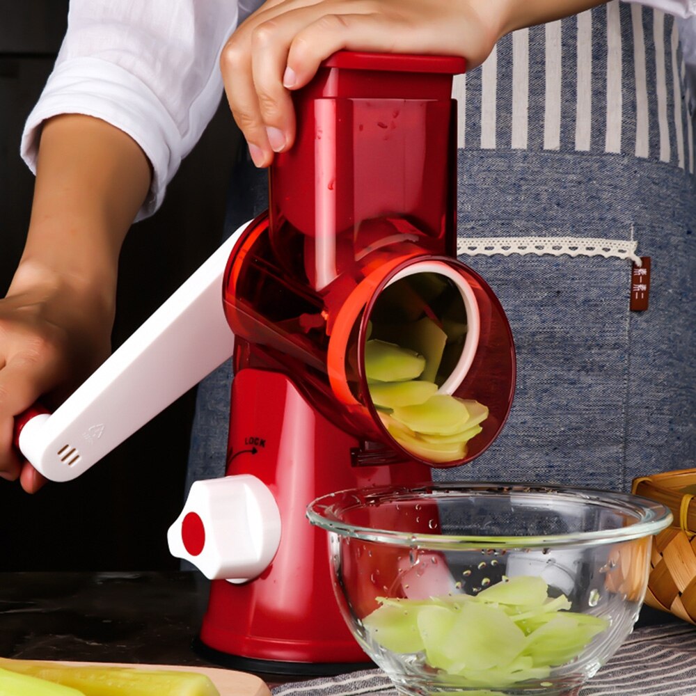 Mandoline ronde trancheuse coupe-légumes manuel pomme de terre Julienne carotte trancheuse fromage râpe lames inox outil de cuisine