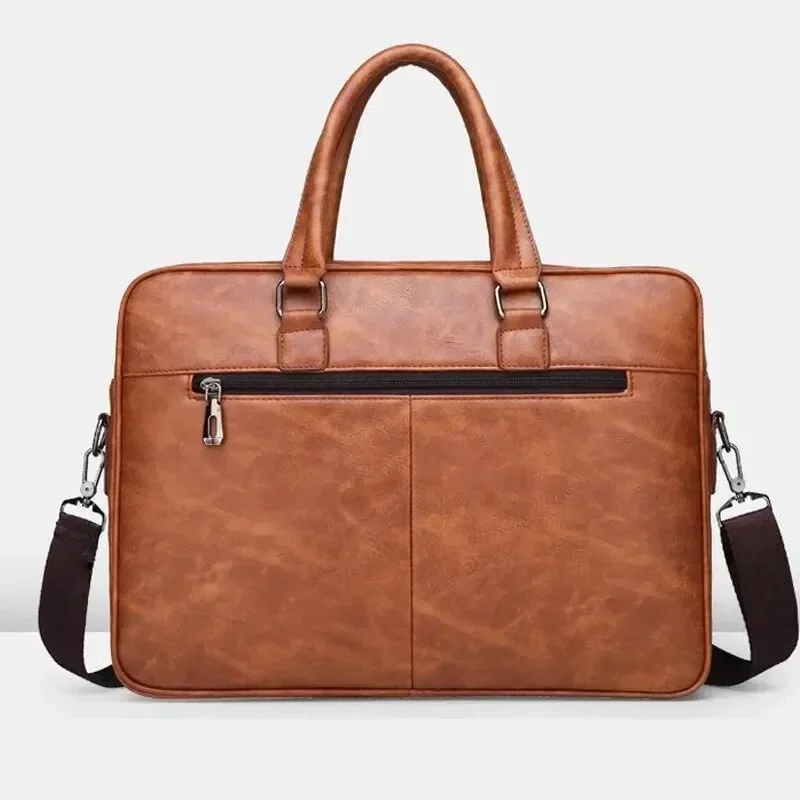 Torba na ramię ze skóry PU o dużej pojemności, przenośna, na co dzień i wodoodporna torba na dokumenty typu crossbody dla mężczyzn, torba na laptopa