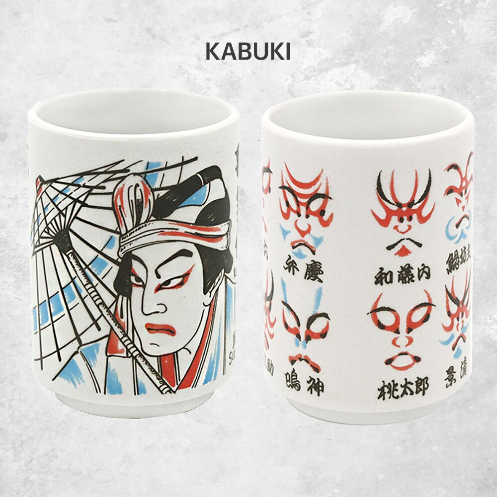 Japanska intryck keramiska muggar 300ml te vin sushi kopp rolig familj restaurang dekoration resa för vänner: Kabuki