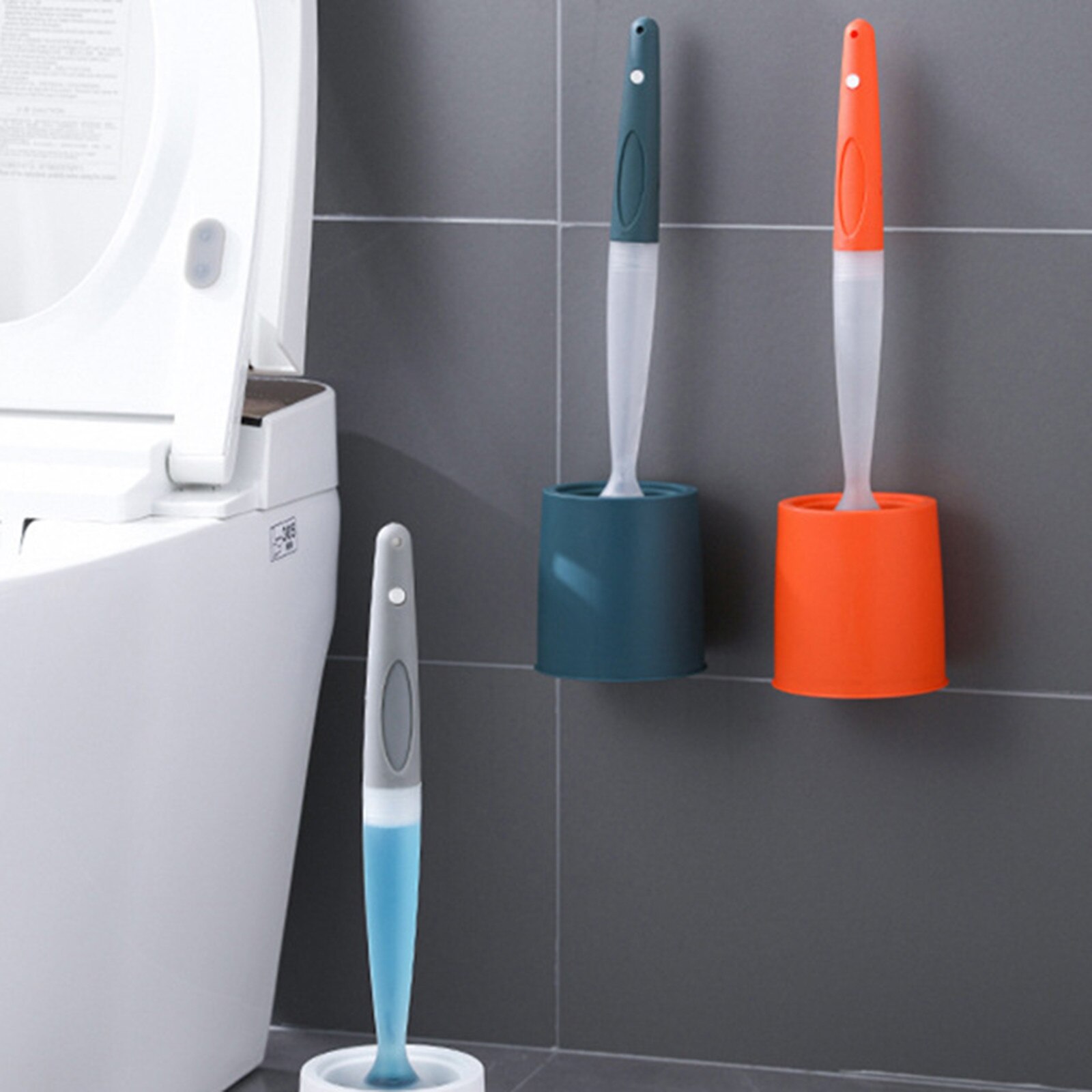 Brosse nettoyante pour cuvette de toilette en Silicone, support mural pour salle de bain, bol pliable, tête de brosse pour nettoyer le coin des toilettes
