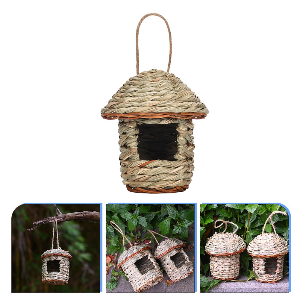 Birds Nest Hand Woven Bird Nest Hanging Birdhouse Bird Breeding Nest For Garden Window Outdoor Parrot Nest Houses Pet Bedroom