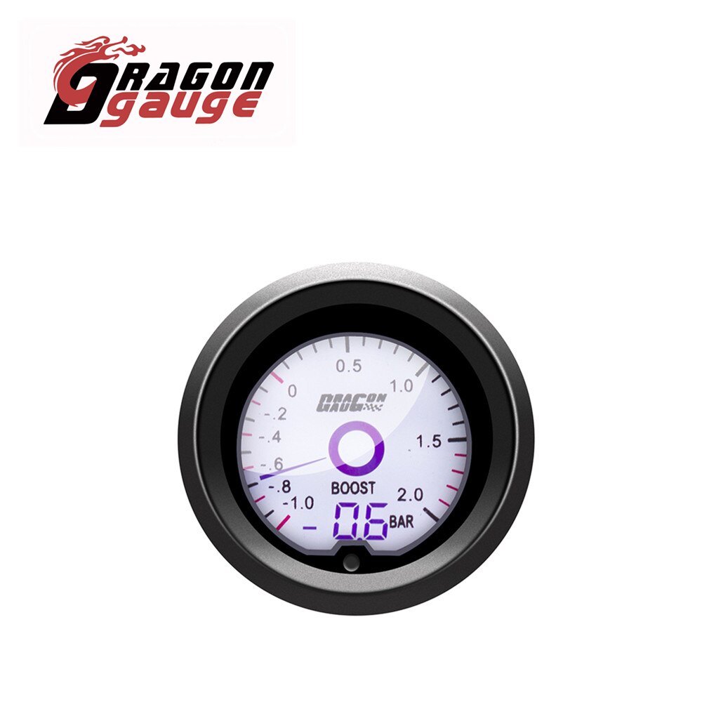 DRAGON GAUGE 52mm Tachometer Voltmeter Boost Vacuum Water Temp Oil Temp Oil Press Air Fuel Ratio EGT Gauge LCD Gauge for 12V Car: Boost Guage Bar